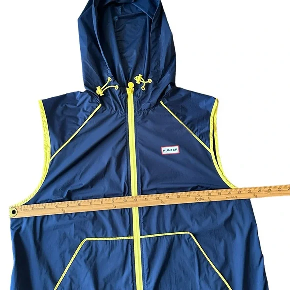 Hunter Brand Full Zip Large Hooded Navy Windbreaker Vest Jacket - Picture 12 of 16